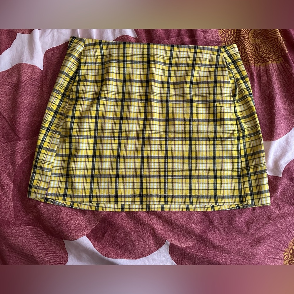 Urban Outfitters Yellow Plaid Pencil Skirt